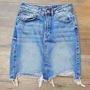& Denim Raw Hem skirt